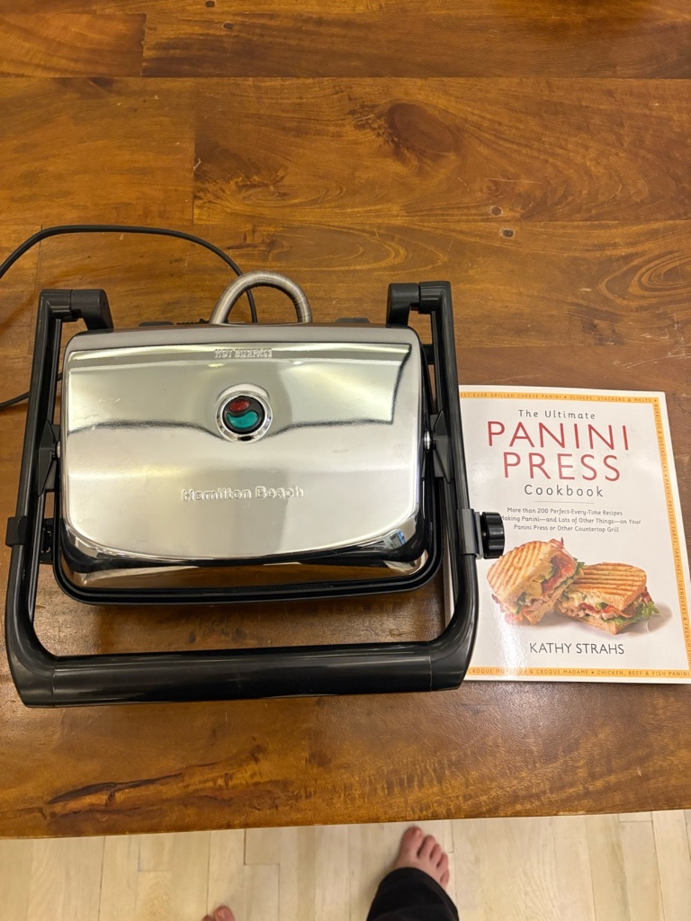 Hamilton Beach Silver and Black Panini Press with Cookbook